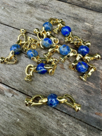 18K Goldplated Foldover slot met Lapis Lazuli | per st.