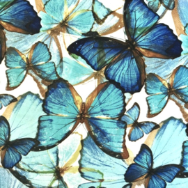Crèpe chiffon blauwe vlinders