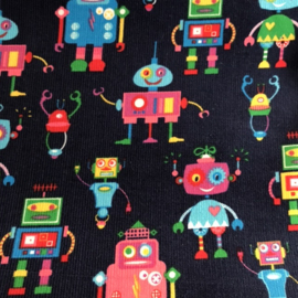 Fijne ribfluweel funky robot donkerblauw