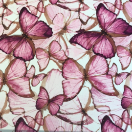 Crèpe chiffon rose vlinders