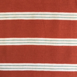 Jersey Stripe terracotta/wit/petrol