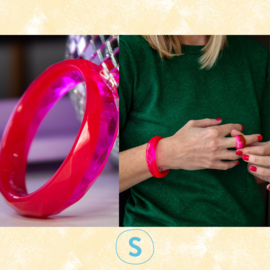 Armband rood dekkend+ neon roze transparant