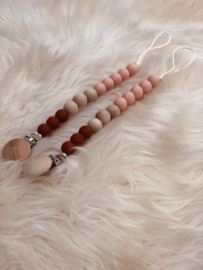 Tutketting peachy, wood & salmon pink