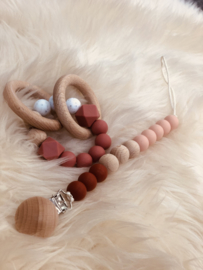 Tutketting peachy, wood & salmon pink