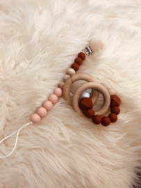 Tutketting peachy, wood & salmon pink