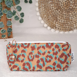 Etui Leopard bruin/blauw