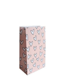 Blokbodemzak Hartjes roze - Maat XS - 5 stuks