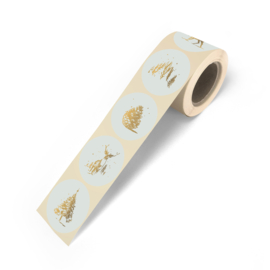 Sticker - Signature Christmas (salie/goud) - 10 stuks