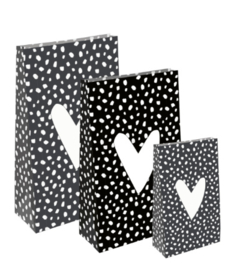 Blokbodemzak Hartje Dots - Maat M - 5 stuks