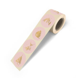 Sticker - Signature Christmas (roze/goud) - 10 stuks