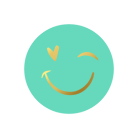 Stickers - Smiley mint/goud - 10 stuks