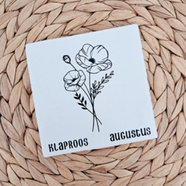 Tegeltje geboortebloem Augustus / August
