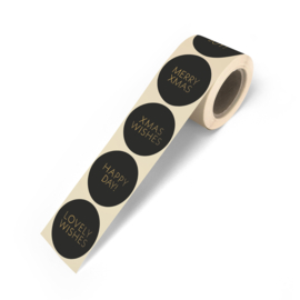 Sticker - Christmas Wishes (zwart/goud) - 10 stuks