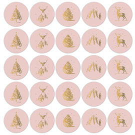 Sticker - Signature Christmas (roze/goud) - 10 stuks