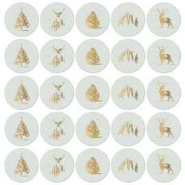 Sticker - Signature Christmas (salie/goud) - 10 stuks