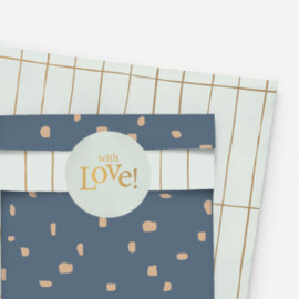 Cadeauzakje Minimal Dots Blauw - Maat M - 5 stuks