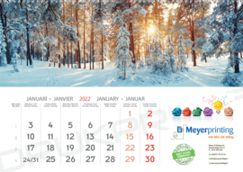 Muurkalender A3 R/V 7 vel liggend