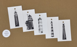 Cadeaulabels 5 Vuurtorens Waddeneilanden set van 5