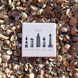 Wandtegel 11cm | 5 Vuurtorens Zeeland | Wad Anders Post Terschelling