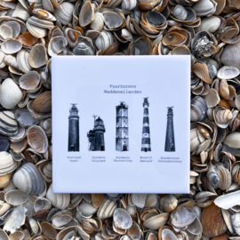 Wandtegel 11cm | 5 wadden vuurtorens | Wad Anders Post Terschelling