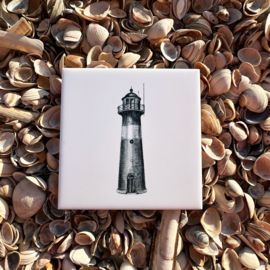 Wandtegel 11cm | Vuurtoren 't Lage licht | Wad Anders Post Terschelling