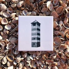 Wandtegel 11cm | Vuurtoren Kaapduinen | Wad Anders Post Terschelling