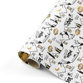 Inpakpapier | Cool sint wit/zwart/goud
