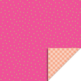 Inpakpapier | Hartjes fuchsia goud
