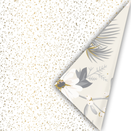 Inpakpapier | Wit goud bloem naturel