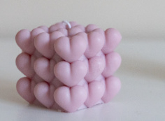 Kaars | Cube hartjes roze