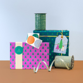 Inpakpapier |  Kerstboom fuchsia