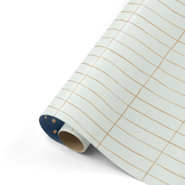 Inpakpapier | Lichtgroen ruit/donkerblauw goud