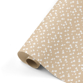 Inpakpapier | Hartjes wit natural
