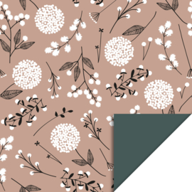 Inpakpapier | Bloem (roze/roest)