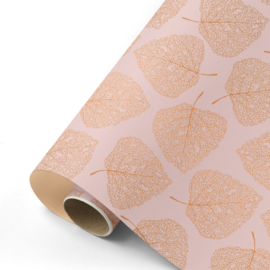 Inpakpapier | Roze blaadjes/lijntjes peach