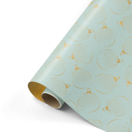 Inpakpapier | Kerstbal groen/goud