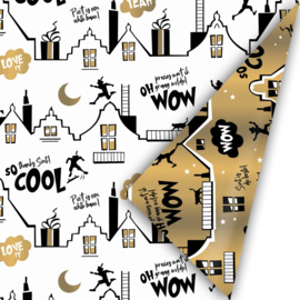 Inpakpapier | Cool sint wit/zwart/goud