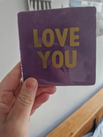 Tegeltje | Love you paars