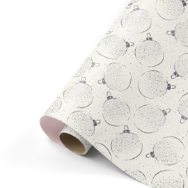 Inpakpapier | Kerstbal creme/roze