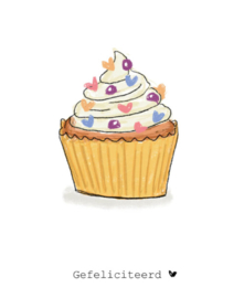 Kaart |  Gefeliciteerd (cupcake)