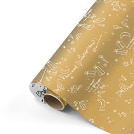 Inpakpapier | Sing along sint goud/wit/zwart