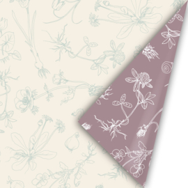 Inpakpapier | Bloem ecru, groen,paars