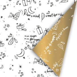 Inpakpapier | Sing along sint goud/wit/zwart