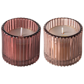 Kaars | Geribbeld roze