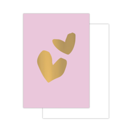 Minikaart | Roze hart goud