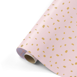 Inpakpapier | Roze met goud/lila ruit