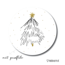 Sticker | Kerstboom goudfolie