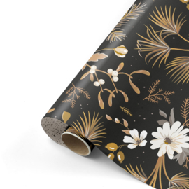 Inpakpapier | Bloemen (zwart)