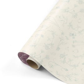 Inpakpapier | Bloem ecru, groen,paars