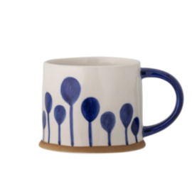 Linora Mug, Blue, Stoneware- blad blauw - prijs per stuk